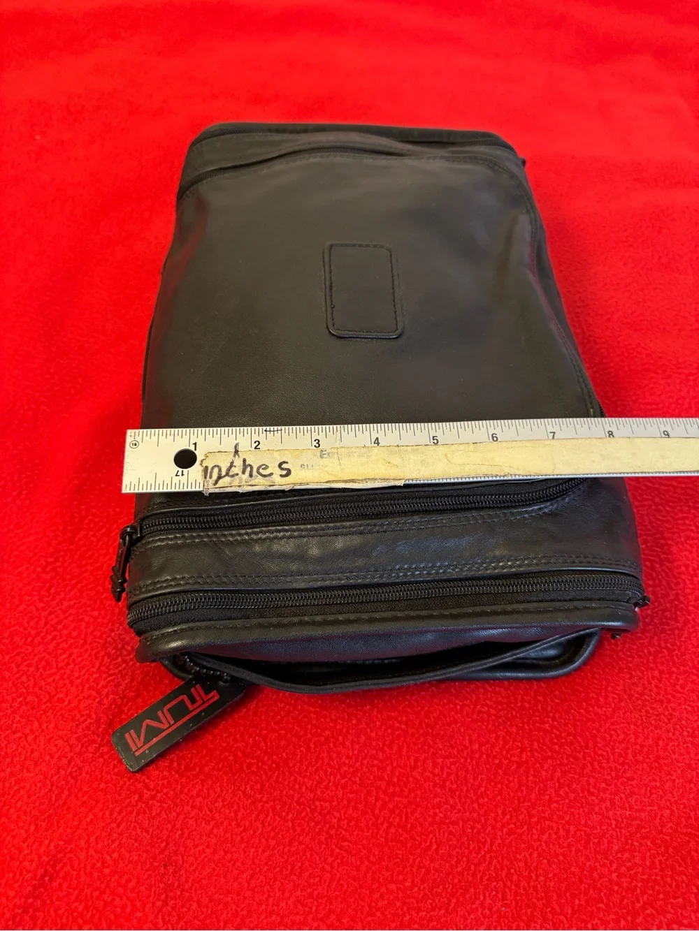 Vintage Tumi Black Zip Men's Leather Toiletry Bag Top Handle Travel Business